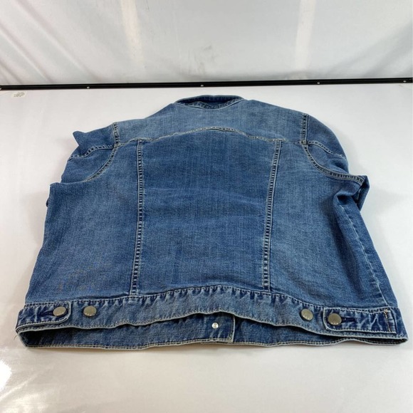 A.n.a Womens Jean Jacket Blue Buttons Pockets Collared Faded Medium Wash XL - Picture 3 of 5